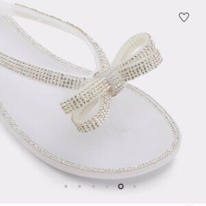 White Rhinestone Bow Flip Flops